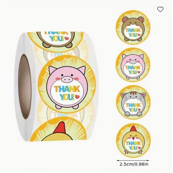 Other - Thank you Stickers -  Little Animals - 500 pcs - NWT